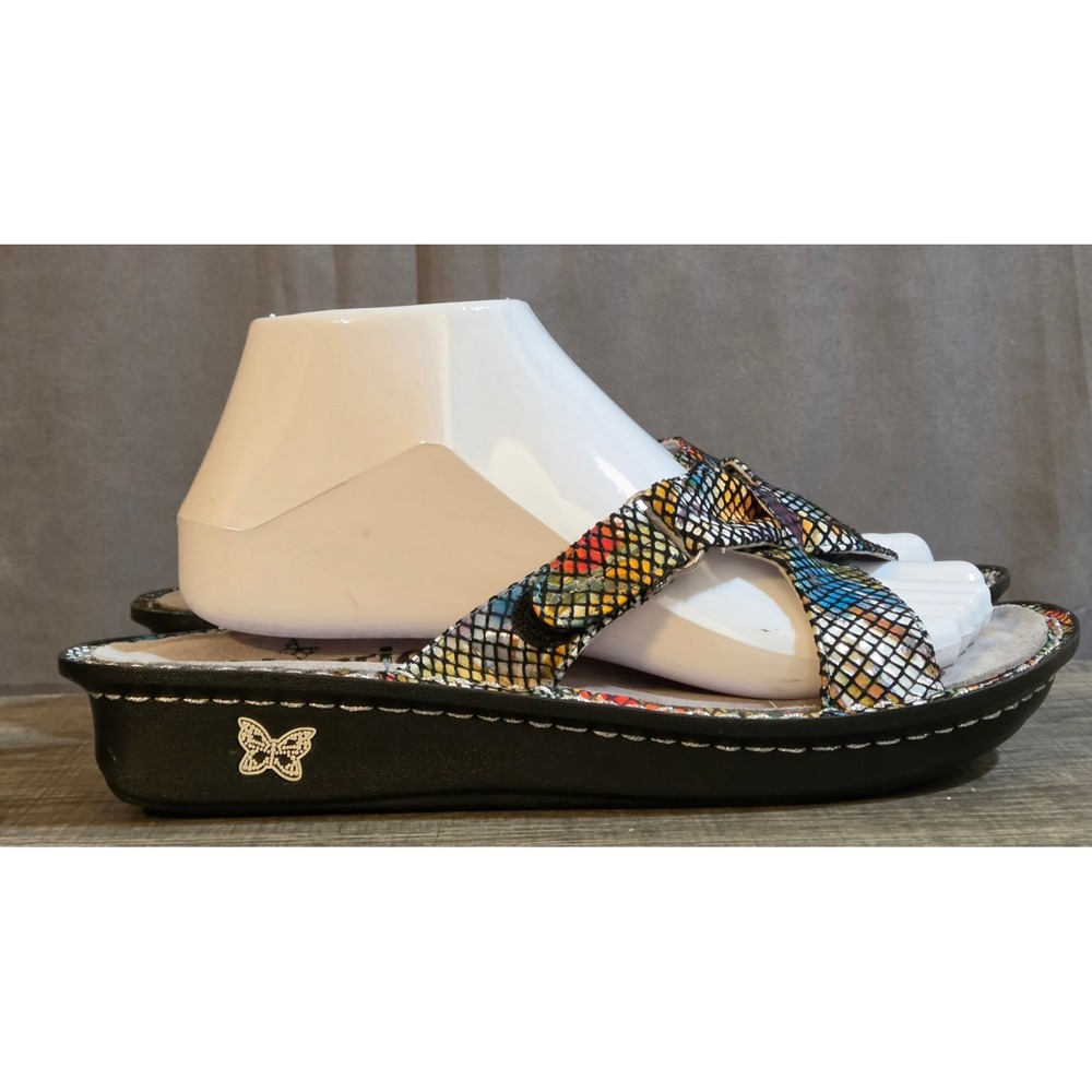 Alegria Multicolor Snakeskin Print Sandals Women's Size EU 39 US 9